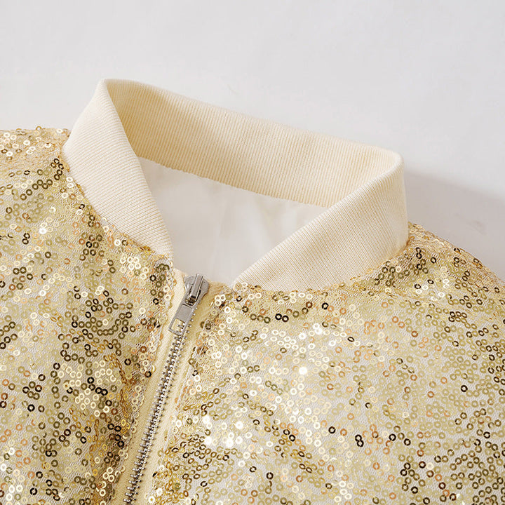 Glitter long sleeve zip-up coat top  | Festival Outfits Women