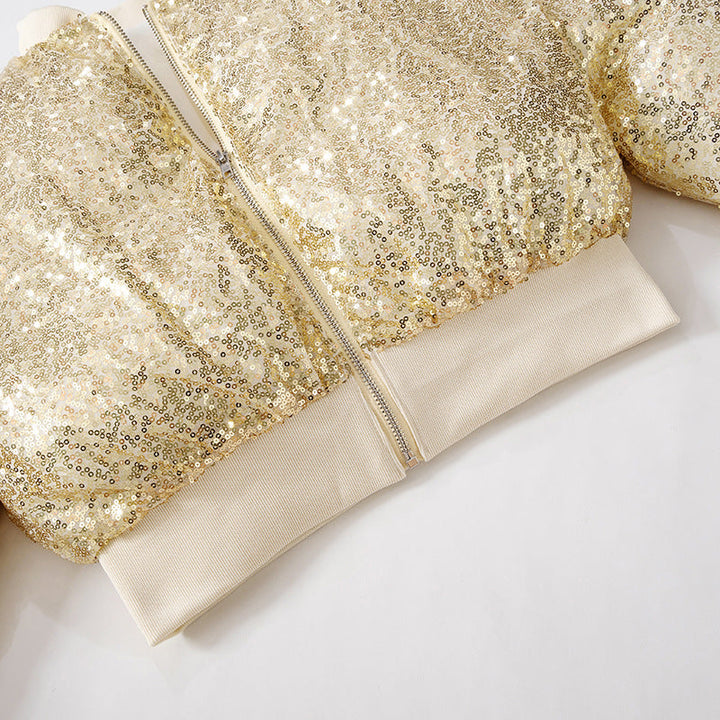 Glitter long sleeve zip-up coat top  | Festival Outfits Women