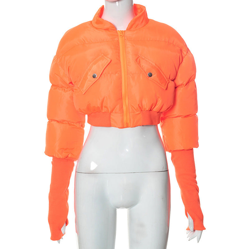 Long sleeve high neck zip-up pocket coat top  | Festival Outfits Women
