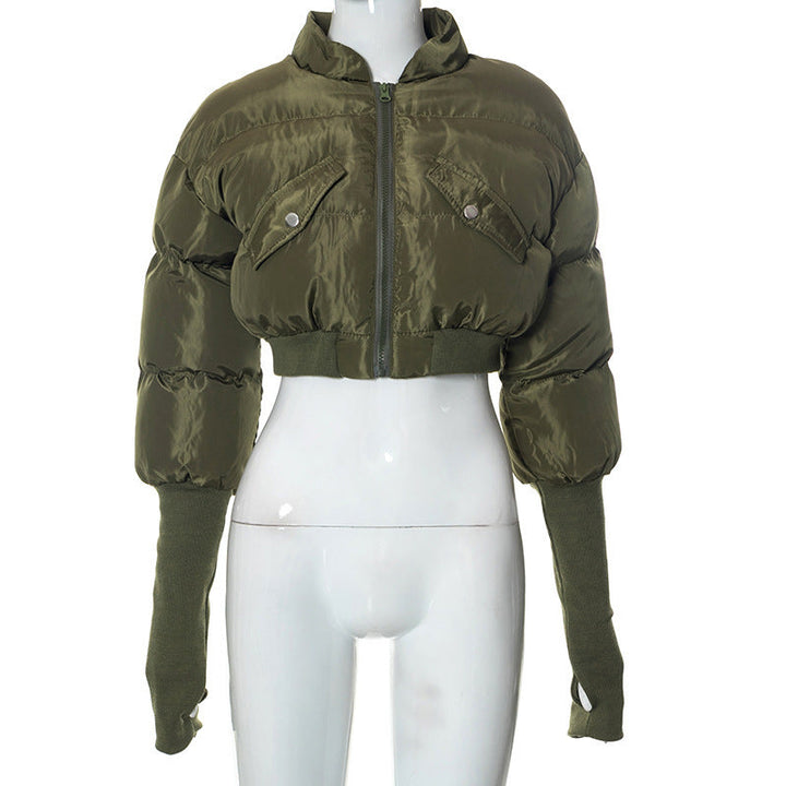 Long sleeve high neck zip-up pocket coat top  | Festival Outfits Women