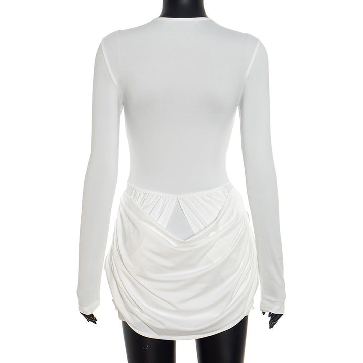 Long sleeve ruched hollow out cut out mini dress  | Festival Outfits Women