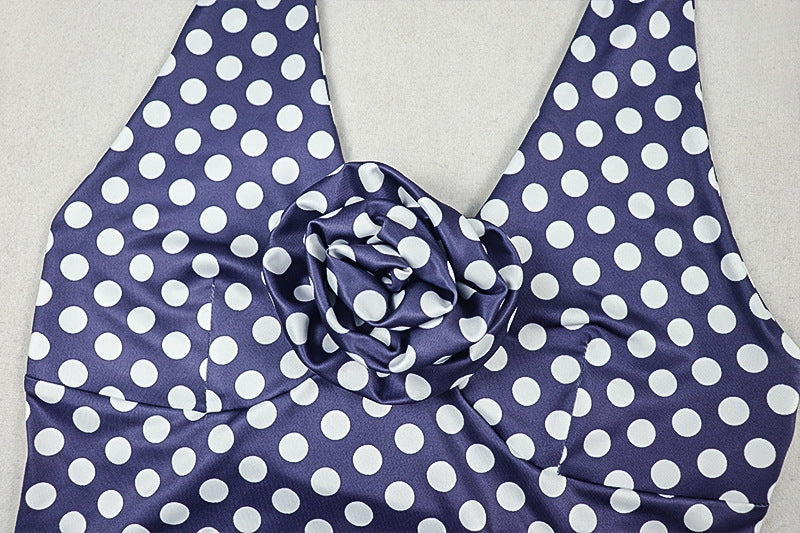 Halter flower applique polka dot pant set  | Festival Outfits Women