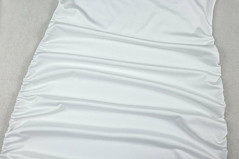 Long sleeve flower applique ruched mini dress  | Festival Outfits Women