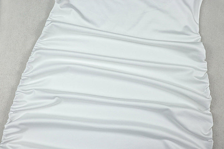 Long sleeve flower applique ruched mini dress  | Festival Outfits Women