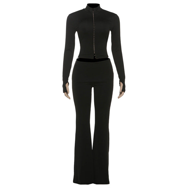 Long sleeve high neck zip-up pant set  | Festival Outfits Women