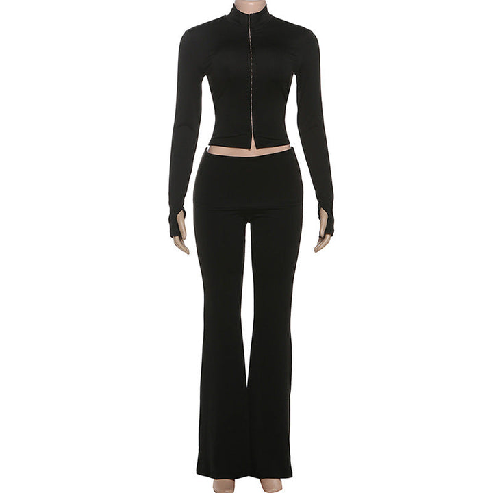 Long sleeve high neck zip-up pant set  | Festival Outfits Women