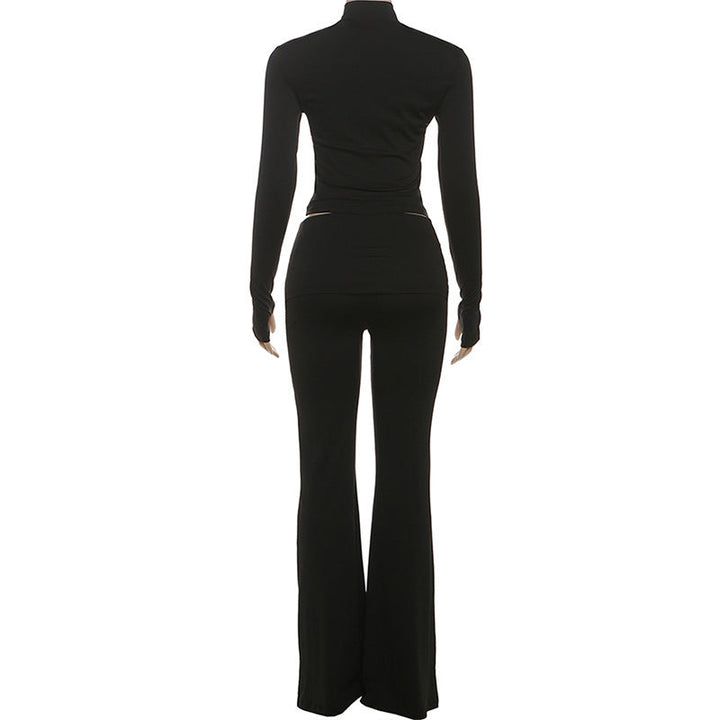 Long sleeve high neck zip-up pant set  | Festival Outfits Women