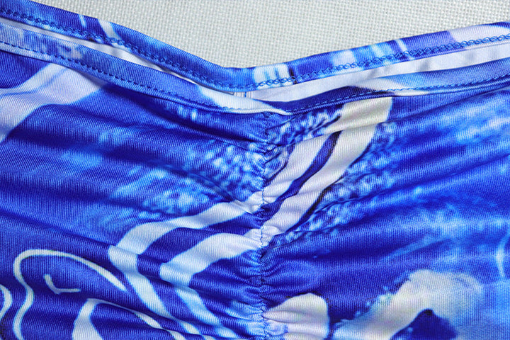 Cross back hollow out ruched print cut out maxi dress  | Festival Outfits Women