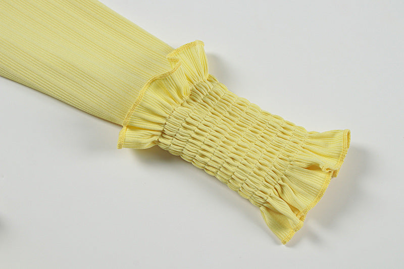 Long sleeve ruffle smocked crewneck maxi dress  | Festival Outfits Women