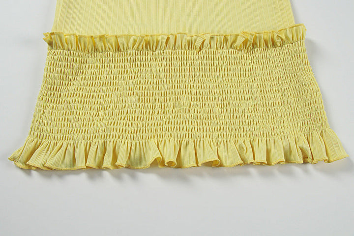 Long sleeve ruffle smocked crewneck maxi dress  | Festival Outfits Women