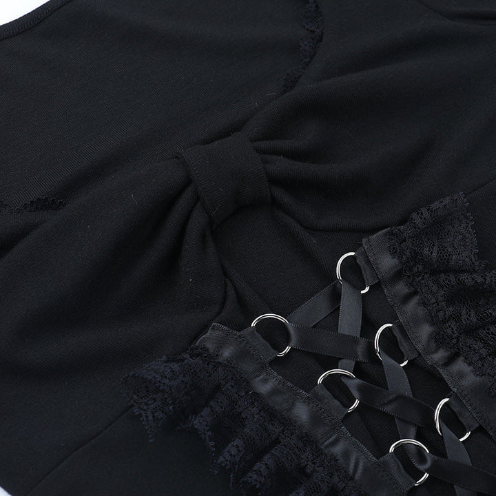 Long sleeve v neck lace hem top  | Festival Outfits Women