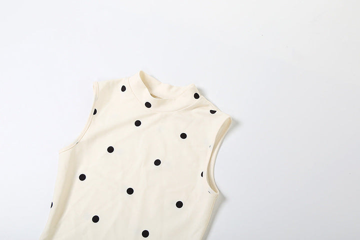 High neck sleeveless polka dot bowknot mini dress  | Festival Outfits Women