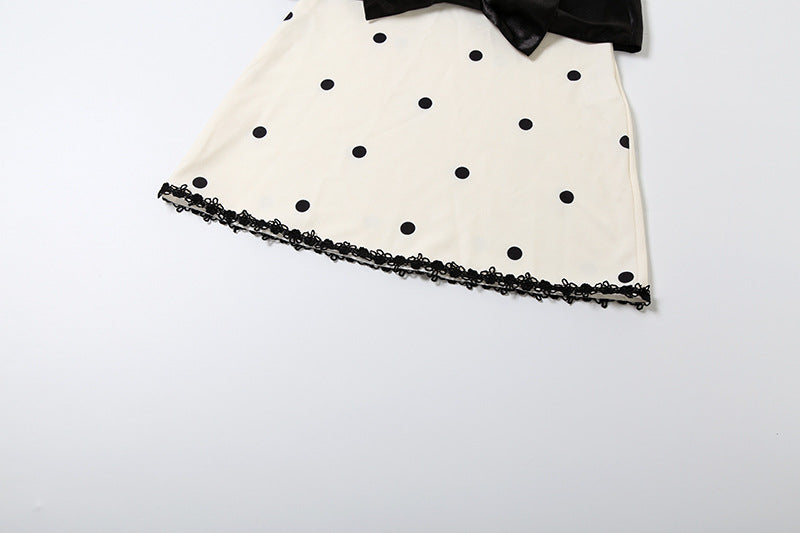 High neck sleeveless polka dot bowknot mini dress  | Festival Outfits Women