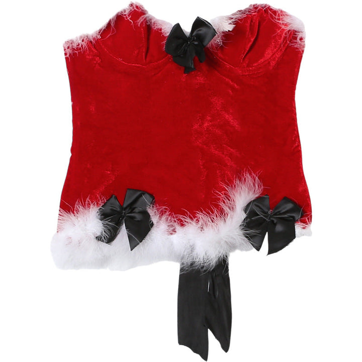 Sweetheart neck bowknot lace up feather top  | Festival Outfits Women