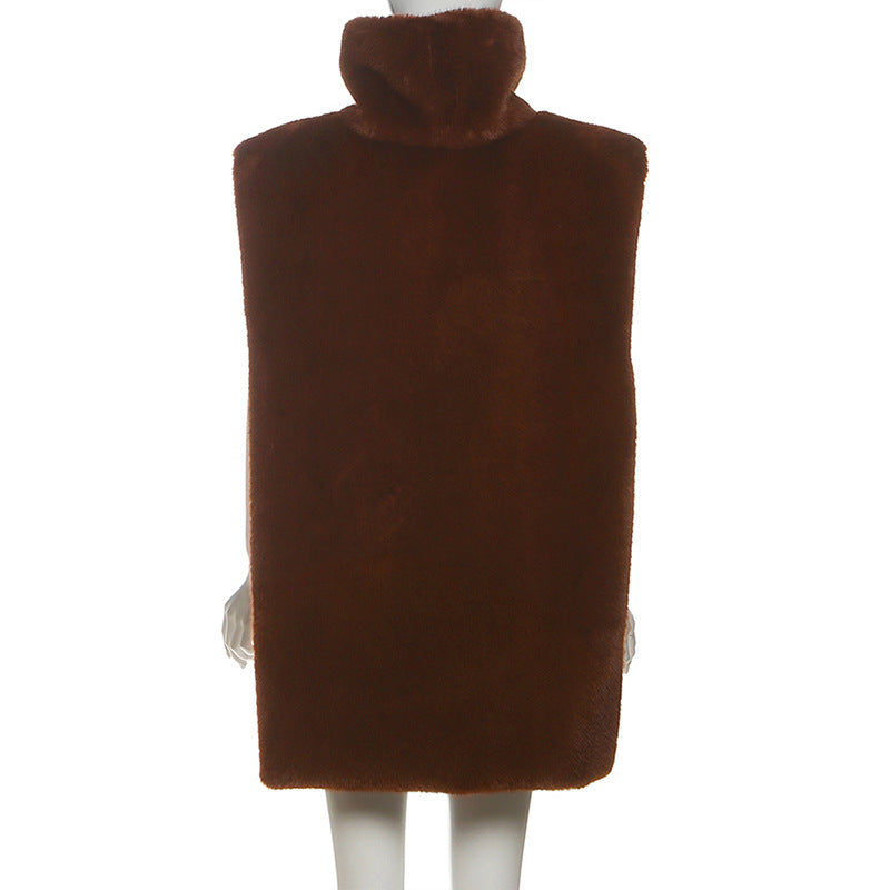 High neck sleeveless fluffy top  | Festival Outfits Women