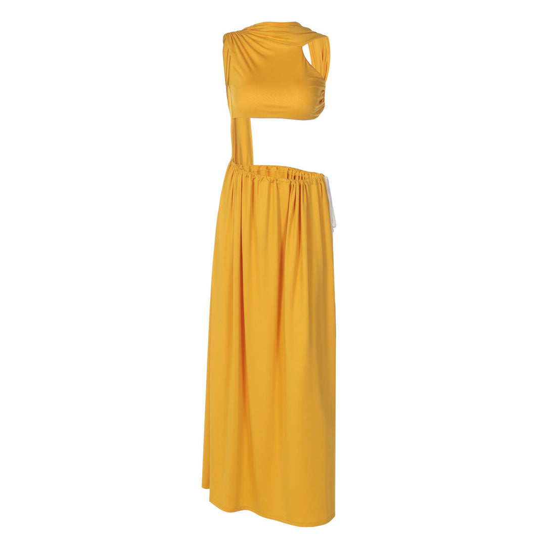 Ruched backless high slit crop maxi skirt set  | Festival Outfits Women