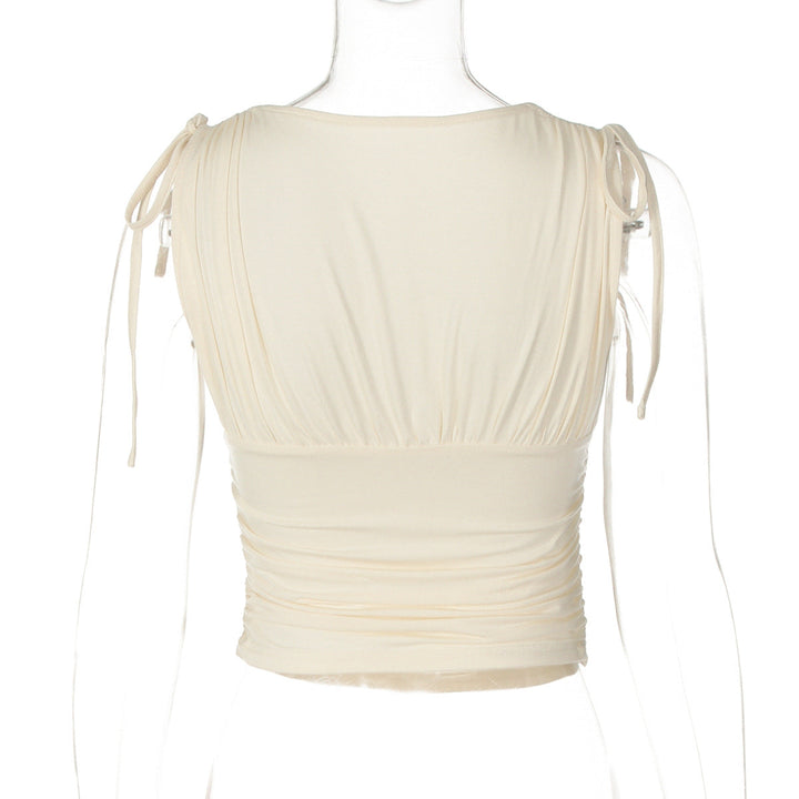 V neck ruched drawstring crop top  | Festival Outfits Women