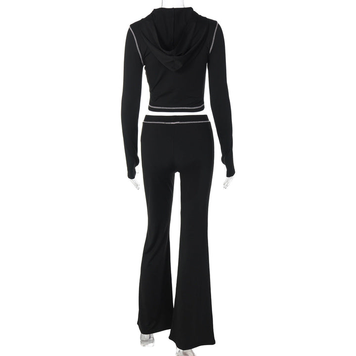 Long sleeve hoodie pattern zip-up pant set  | Festival Outfits Women