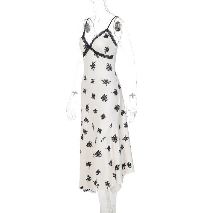V neck lace hem print cami maxi dress  | Festival Outfits Women