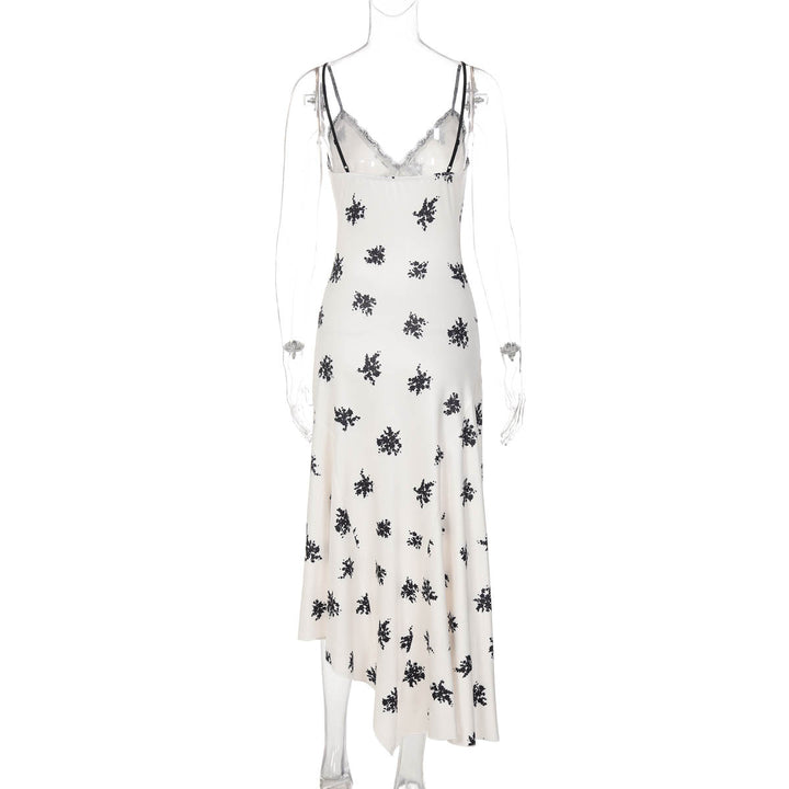 V neck lace hem print cami maxi dress  | Festival Outfits Women