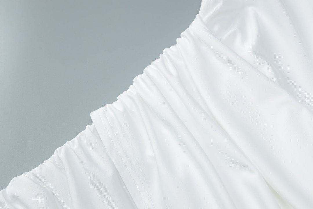 Ruched one shoulder solid high neck mini dress  | Festival Outfits Women