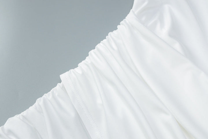 Ruched one shoulder solid high neck mini dress  | Festival Outfits Women