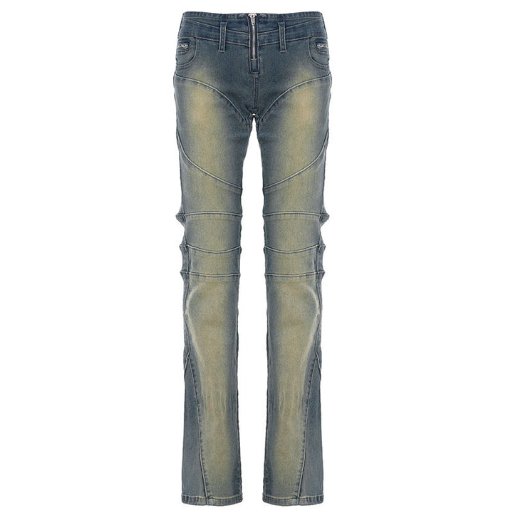 Zip-up pocket low rise straight leg pant  | Festival Outfits Women