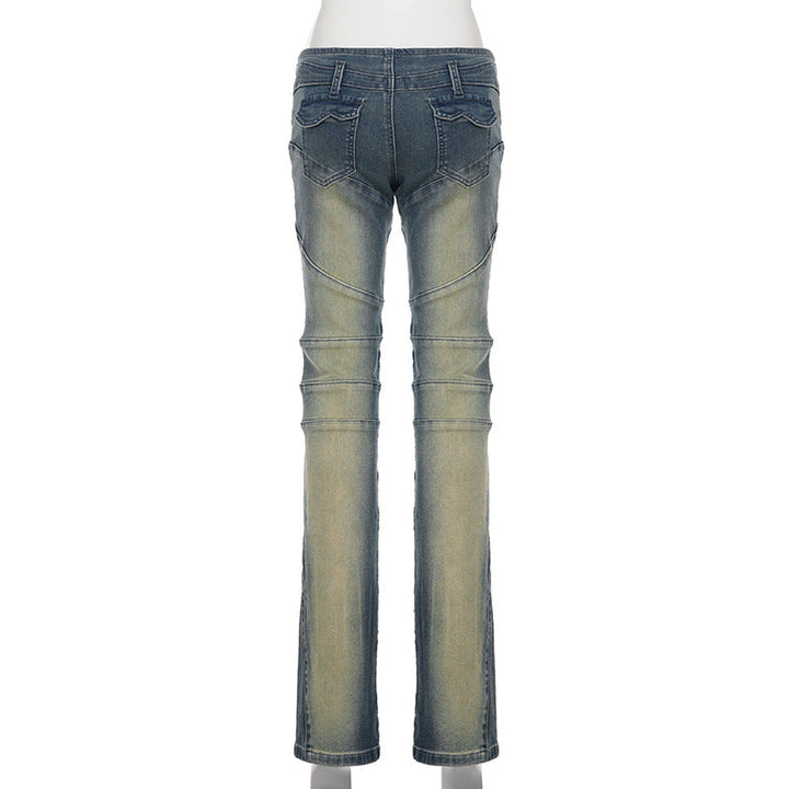 Zip-up pocket low rise straight leg pant  | Festival Outfits Women