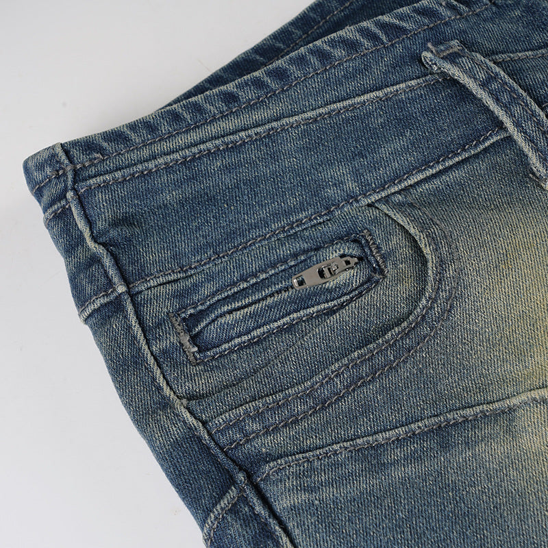 Zip-up pocket low rise straight leg pant  | Festival Outfits Women