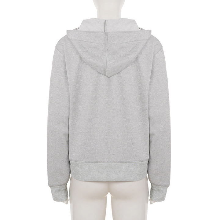 Long sleeve hoodie zip-up abstract top  | Festival Outfits Women