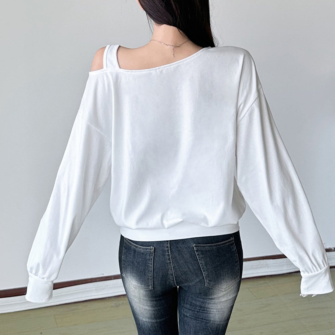 Irregular long sleeve letter pattern self tie top  | Festival Outfits Women