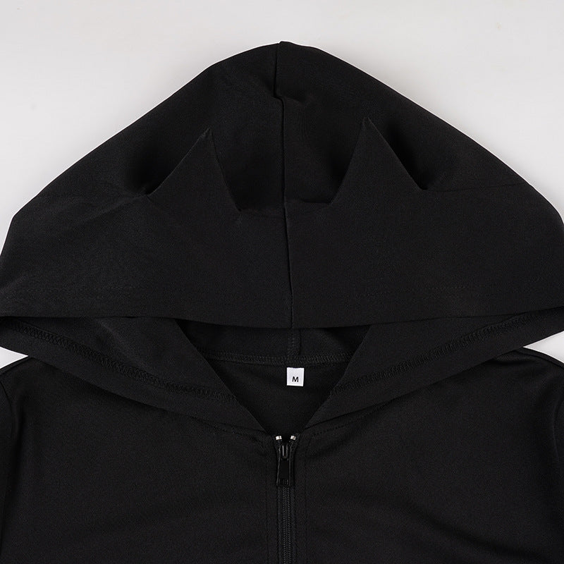 Hoodie long sleeve zip-up solid top  | Festival Outfits Women