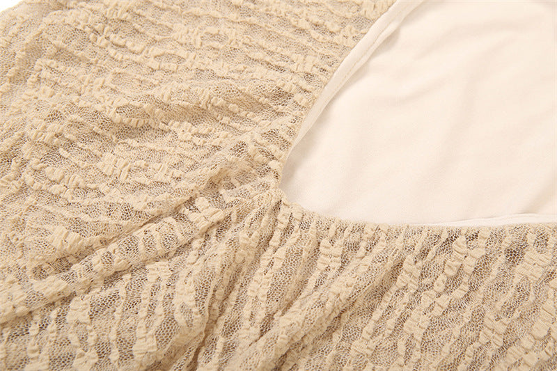 Long sleeve v neck lace solid maxi dress  | Festival Outfits Women