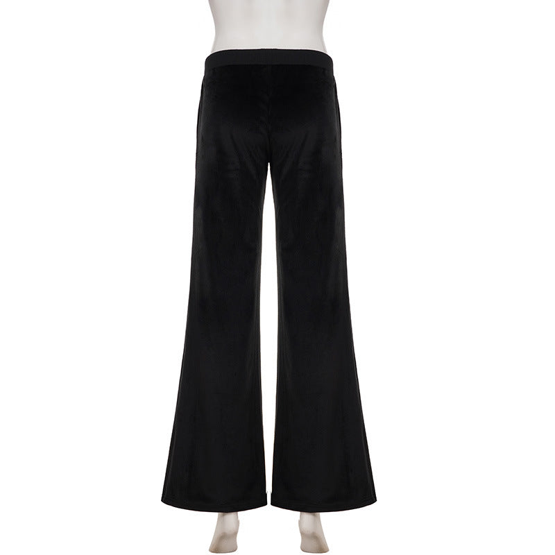 Drawstring velvet glitter star pattern wide leg pant  | Festival Outfits Women