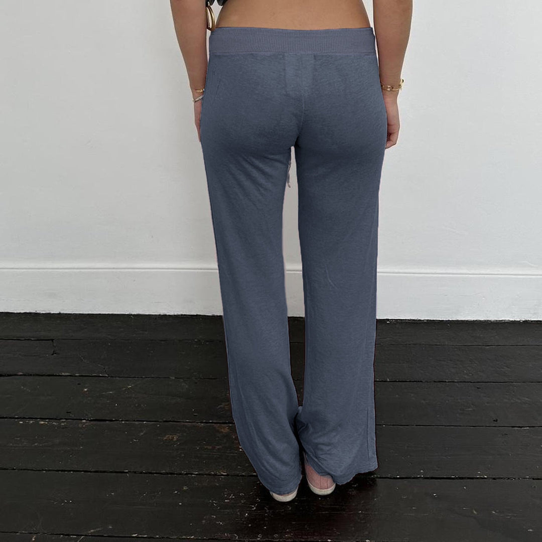 Drawstring letter pattern low rise straight leg pant  | Festival Outfits Women