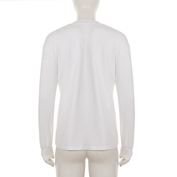 Deep v neck long sleeve solid top  | Festival Outfits Women
