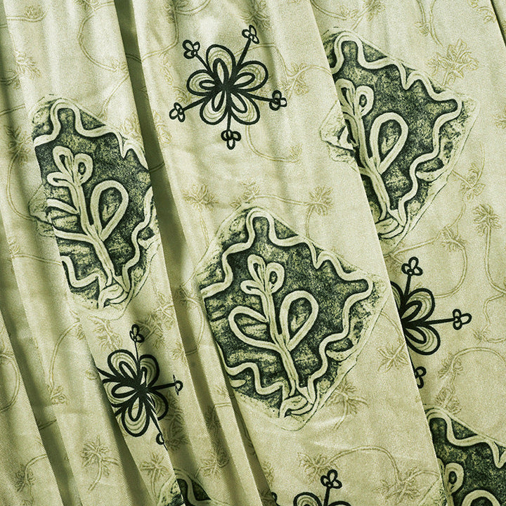 Ruched velvet print contrast midi skirt  | Festival Outfits Women