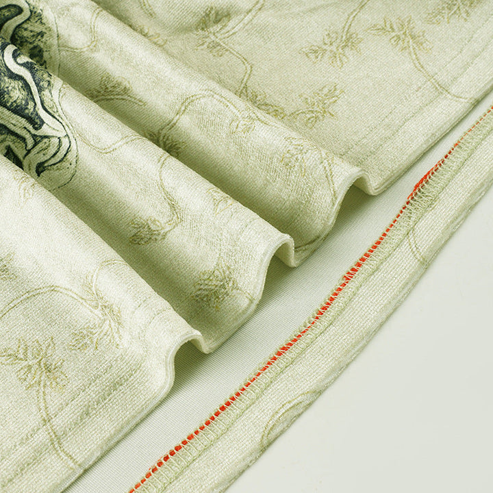 Ruched velvet print contrast midi skirt  | Festival Outfits Women