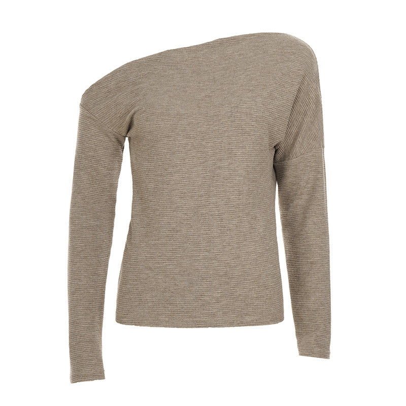 Long sleeve waffle irregular solid top  | Festival Outfits Women
