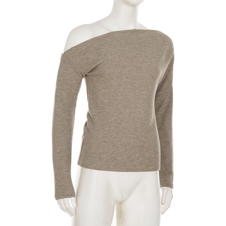 Long sleeve waffle irregular solid top  | Festival Outfits Women