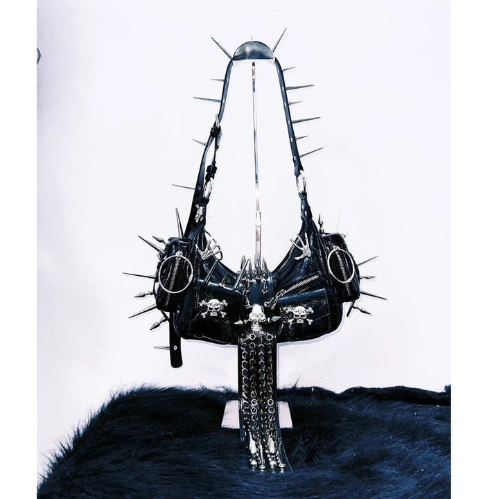 PU leather rivet skull applique crossbody purses bag  | Festival Outfits Women