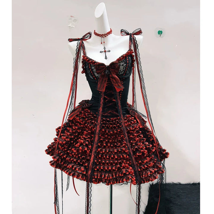 Bowknot ruffle self tie hollow out mini skirt set  | Festival Outfits Women