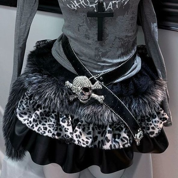 Off shoulder long sleeve fluffy letter print mini skirt set  | Festival Outfits Women