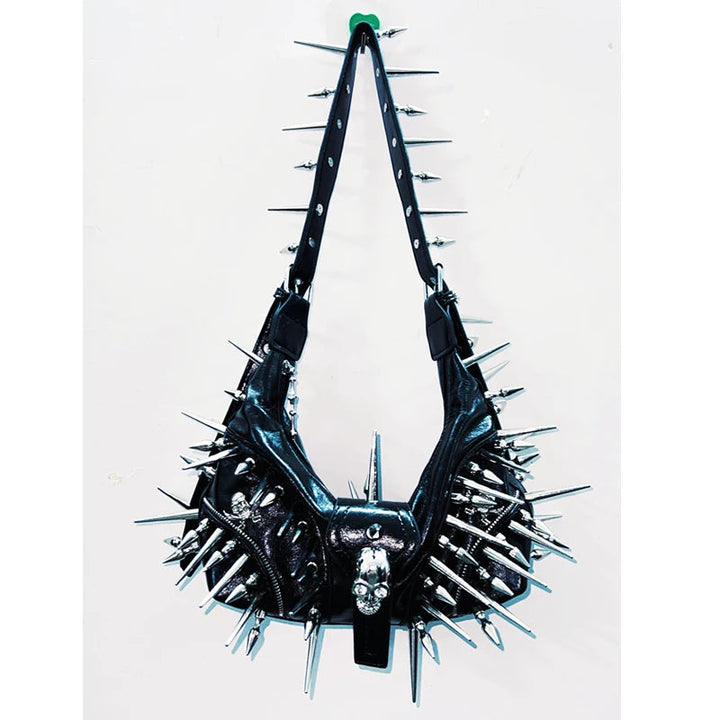 Skull applique PU leather rivet crossbody purses bag  | Festival Outfits Women