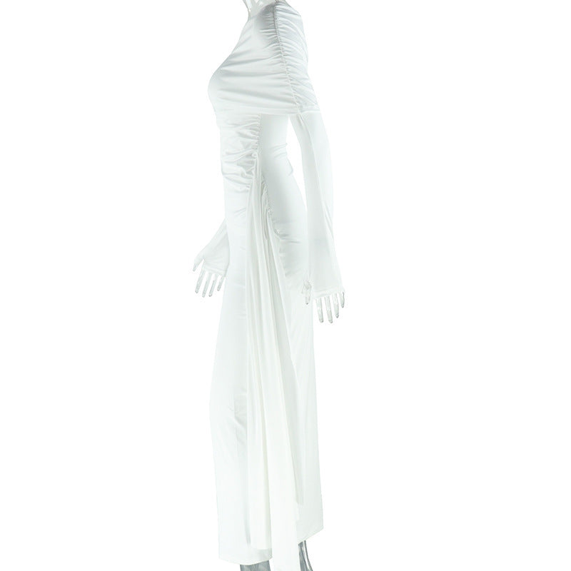Irregular long sleeve one shoulder maxi dress  | Festival Outfits Women