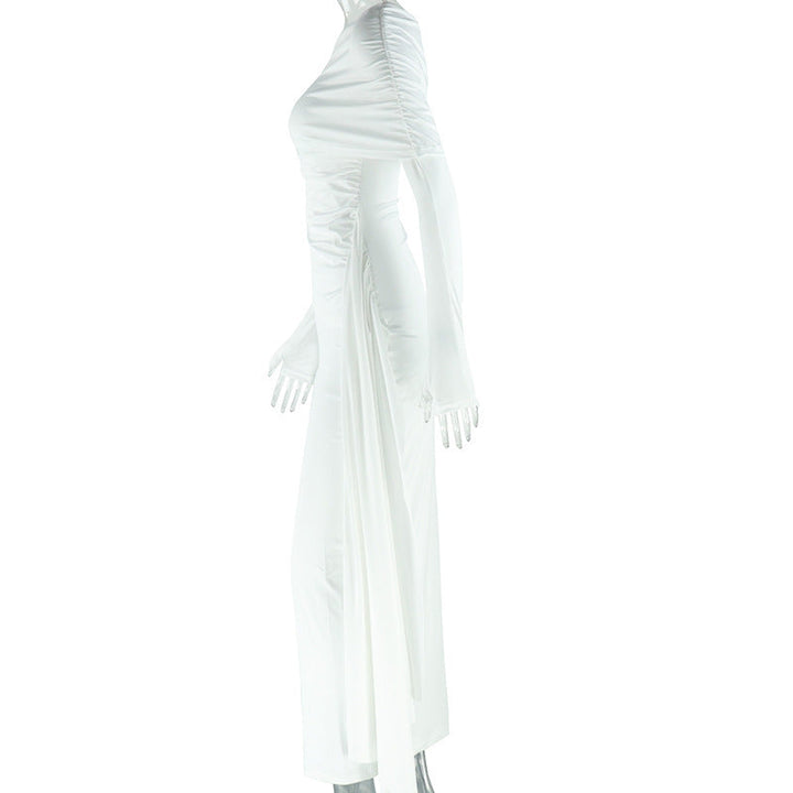 Irregular long sleeve one shoulder maxi dress  | Festival Outfits Women