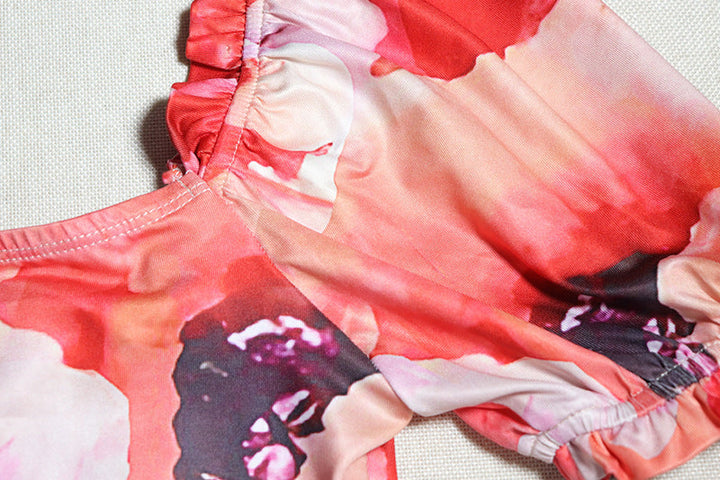 Short sleeve v neck flower print button maxi dress  | Festival Outfits Women