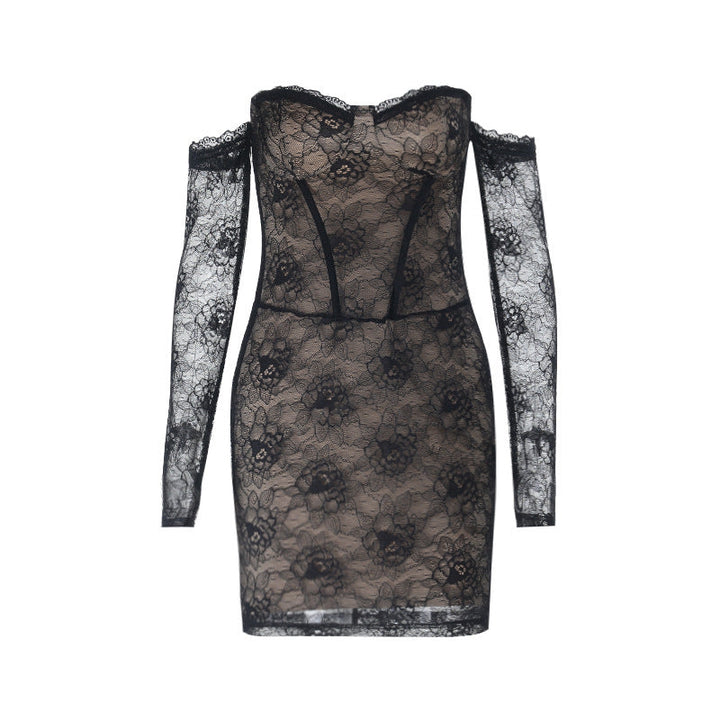 Long sleeve lace off shoulder mini dress  | Festival Outfits Women