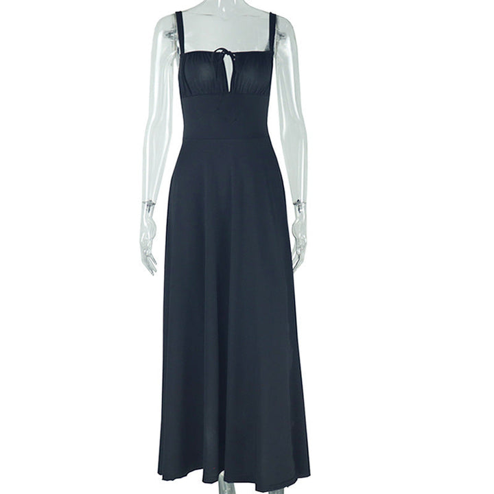 Square neck hollow out self tie cami cut out maxi dress  | Festival Outfits Women