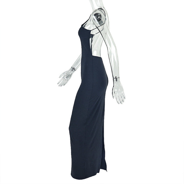 Slit backless solid cami maxi dress  | Festival Outfits Women